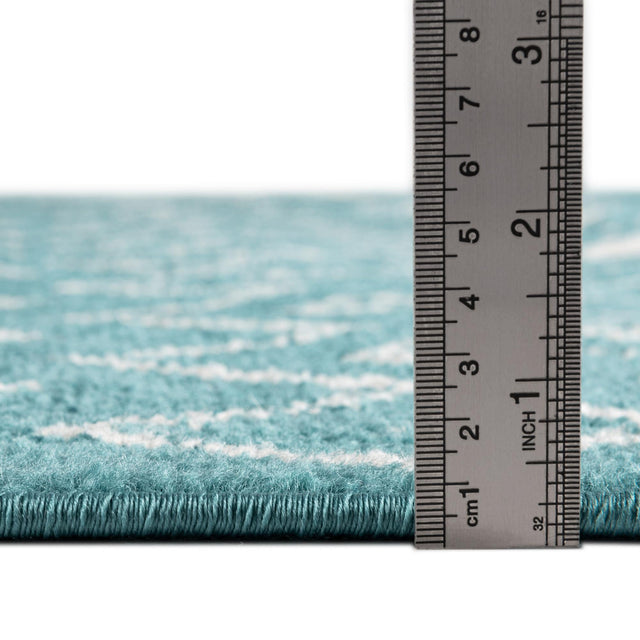 Turquoise 4' x 4' Tribal Trellis Square Area Rug Geometric Southwestern Inspired Durable Carpet for Home Interior Design for Sale at Rug Engine