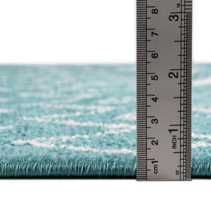 Turquoise 5' 3 x 5' 3 Tribal Trellis Square Area Rug Geometric Southwestern Inspired Durable Carpet for Home Interior Design for Sale at Rug Engine
