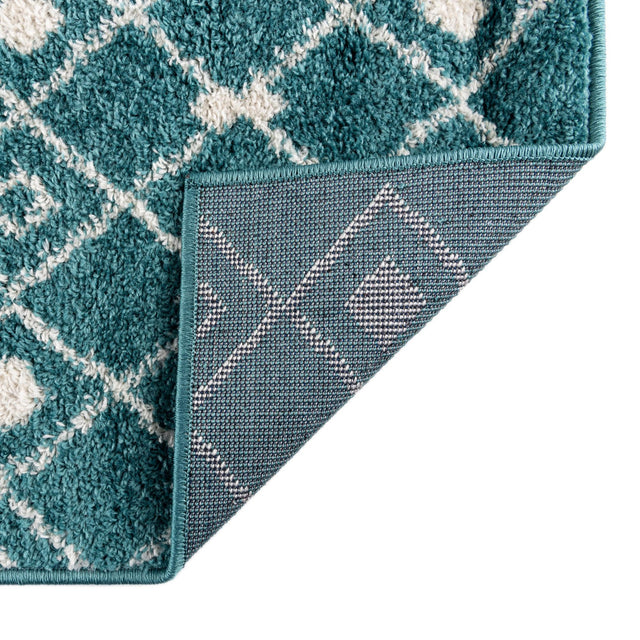Turquoise 7' 10 x 7' 10 Tribal Trellis Square Area Rug Geometric Southwestern Inspired Durable Carpet for Home Interior Design for Sale at Rug Engine