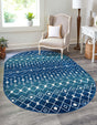 Navy and Teal 5' 3 x 8' Tribal Trellis Oval Area Rug Geometric Southwestern Inspired Durable Carpet for Home Interior Design for Sale at Rug Engine