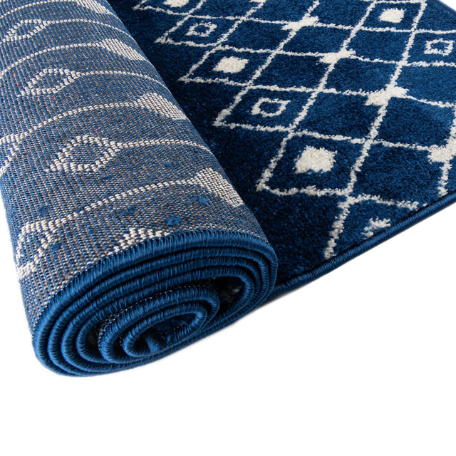 Navy and Teal 10' x 10' Tribal Trellis Square Area Rug Geometric Southwestern Inspired Durable Carpet for Home Interior Design for Sale at Rug Engine