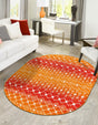 Orange and Red 5' 3 x 8' Tribal Trellis Oval Area Rug Geometric Southwestern Inspired Durable Carpet for Home Interior Design for Sale at Rug Engine