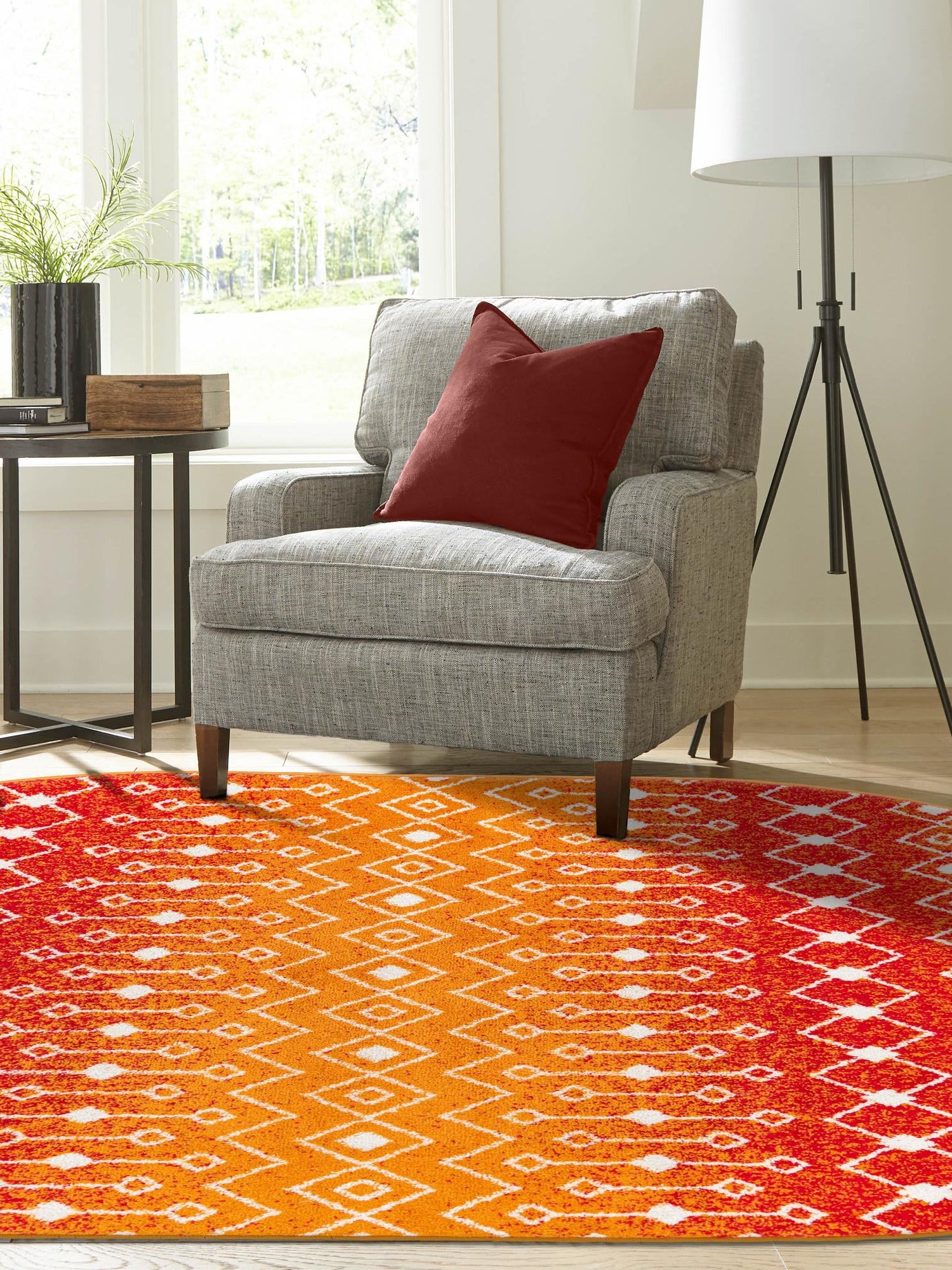Orange and Red 4' x 6' Tribal Trellis Oval Area Rug Geometric Southwestern Inspired Durable Carpet for Home Interior Design for Sale at Rug Engine