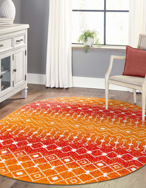 Orange and Red 4' x 6' Tribal Trellis Oval Area Rug Geometric Southwestern Inspired Durable Carpet for Home Interior Design for Sale at Rug Engine