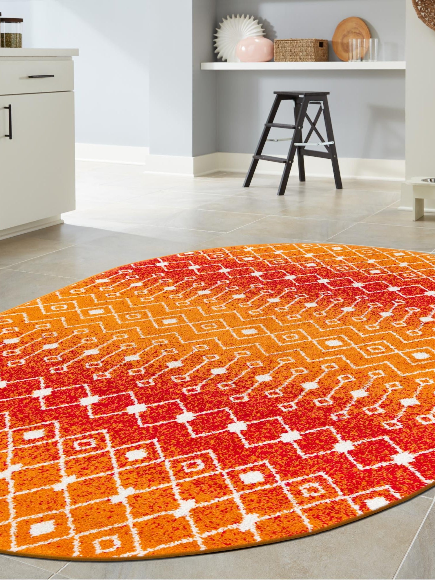 Orange and Red 4' x 6' Tribal Trellis Oval Area Rug Geometric Southwestern Inspired Durable Carpet for Home Interior Design for Sale at Rug Engine
