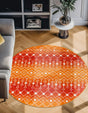 Orange and Red 3' 3 x 3' 3 Tribal Trellis Round Area Rug Geometric Southwestern Inspired Durable Carpet for Home Interior Design for Sale at Rug Engine
