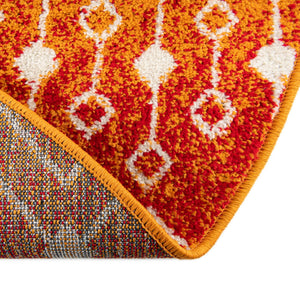 Orange and Red 7' 10 x 7' 10 Tribal Trellis Round Area Rug Geometric Southwestern Inspired Durable Carpet for Home Interior Design for Sale at Rug Engine