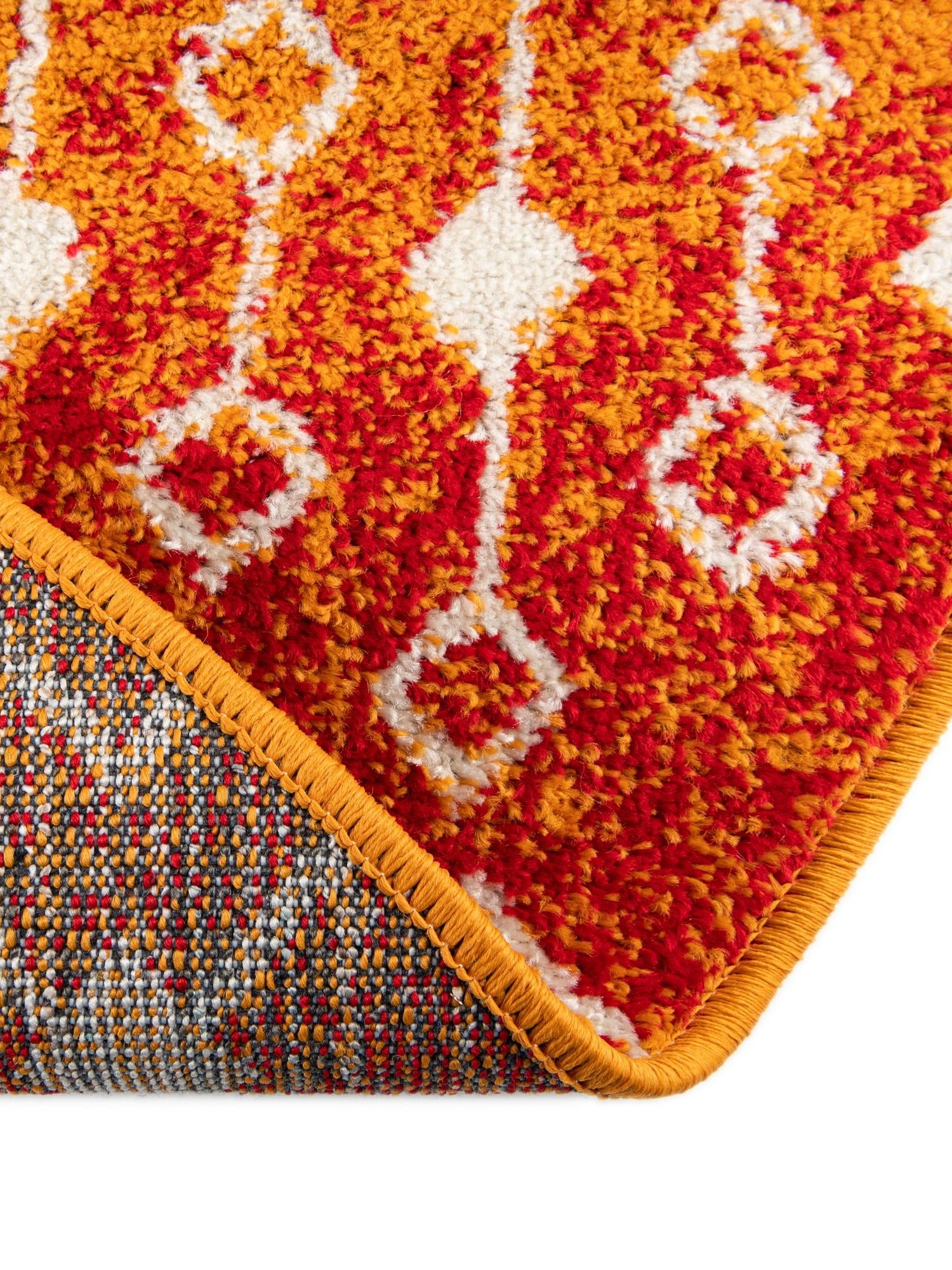 Orange and Red 3' 3 x 3' 3 Tribal Trellis Round Area Rug Geometric Southwestern Inspired Durable Carpet for Home Interior Design for Sale at Rug Engine