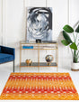 Orange and Red 6' x 6' Tribal Trellis Square Area Rug Geometric Southwestern Inspired Durable Carpet for Home Interior Design for Sale at Rug Engine