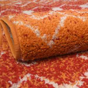 Orange and Red 4' x 4' Tribal Trellis Square Area Rug Geometric Southwestern Inspired Durable Carpet for Home Interior Design for Sale at Rug Engine