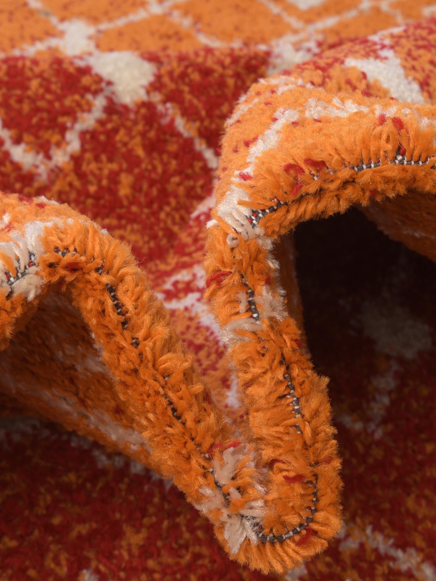 Orange and Red 6' x 6' Tribal Trellis Square Area Rug Geometric Southwestern Inspired Durable Carpet for Home Interior Design for Sale at Rug Engine