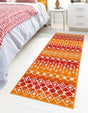 Orange and Red 2' x 5' Tribal Trellis Runner Area Rug Geometric Southwestern Inspired Durable Carpet for Home Interior Design for Sale at Rug Engine