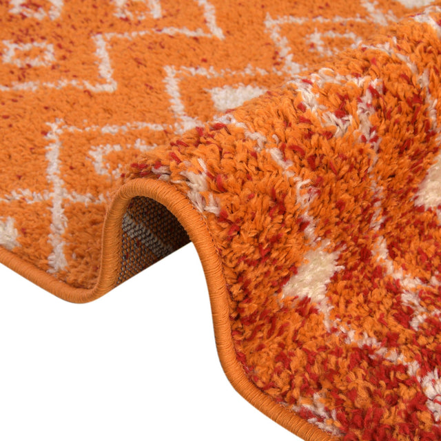 Orange and Red 3' 3 x 16' 5 Tribal Trellis Runner Area Rug Geometric Southwestern Inspired Durable Carpet for Home Interior Design for Sale at Rug Engine