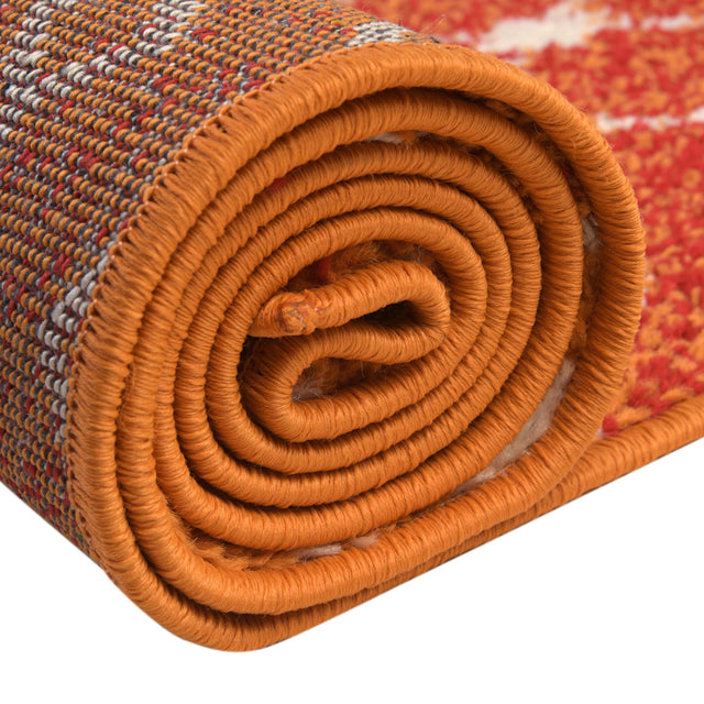 Orange and Red 2' x 7' Tribal Trellis Runner Area Rug Geometric Southwestern Inspired Durable Carpet for Home Interior Design for Sale at Rug Engine