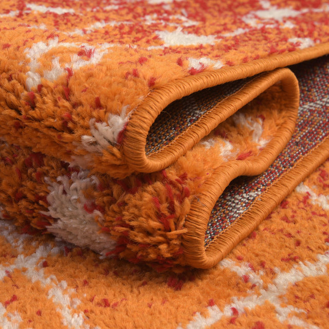 Orange and Red 2' x 7' Tribal Trellis Runner Area Rug Geometric Southwestern Inspired Durable Carpet for Home Interior Design for Sale at Rug Engine