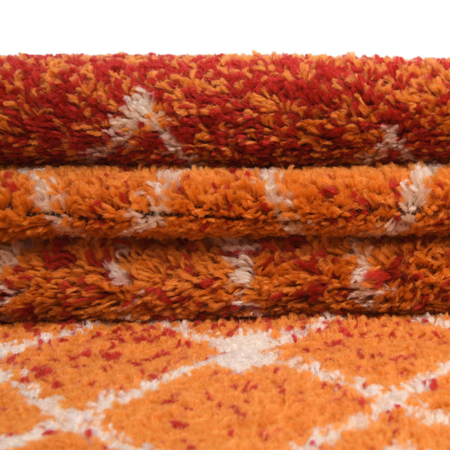 Orange and Red 2' x 7' Tribal Trellis Runner Area Rug Geometric Southwestern Inspired Durable Carpet for Home Interior Design for Sale at Rug Engine
