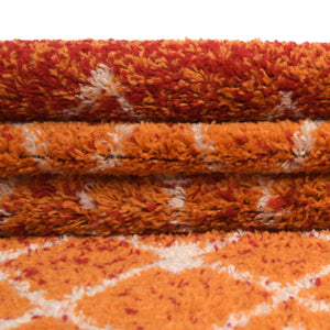 Orange and Red 3' 3 x 16' 5 Tribal Trellis Runner Area Rug Geometric Southwestern Inspired Durable Carpet for Home Interior Design for Sale at Rug Engine