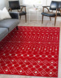 Burgundy Red 4' x 6' Tribal Trellis Rectangle Area Rug Geometric Southwestern Inspired Durable Carpet for Home Interior Design for Sale at Rug Engine