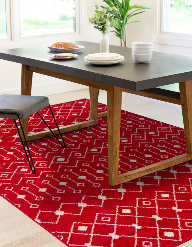 Burgundy Red 10' 8 x 14' Tribal Trellis Rectangle Area Rug Geometric Southwestern Inspired Durable Carpet for Home Interior Design for Sale at Rug Engine