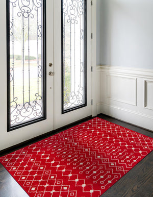 Burgundy Red 2' x 3' Tribal Trellis Rectangle Area Rug Geometric Southwestern Inspired Durable Carpet for Home Interior Design for Sale at Rug Engine