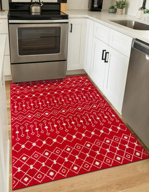 Burgundy Red 10' 8 x 14' Tribal Trellis Rectangle Area Rug Geometric Southwestern Inspired Durable Carpet for Home Interior Design for Sale at Rug Engine