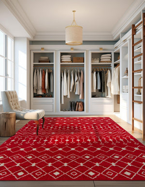 Burgundy Red 10' 8 x 14' Tribal Trellis Rectangle Area Rug Geometric Southwestern Inspired Durable Carpet for Home Interior Design for Sale at Rug Engine