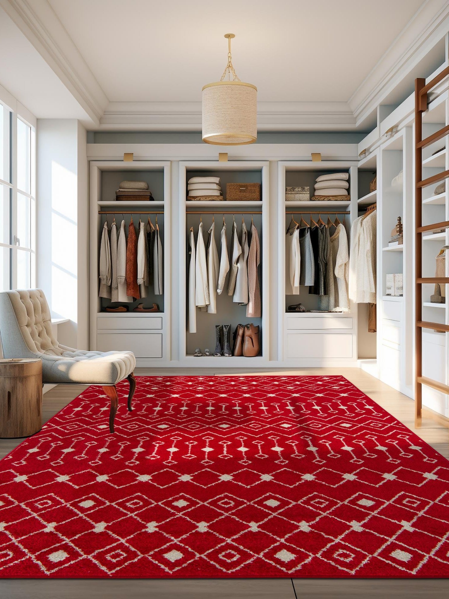 Burgundy Red 9' x 12' Tribal Trellis Rectangle Area Rug Geometric Southwestern Inspired Durable Carpet for Home Interior Design for Sale at Rug Engine