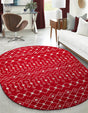 Burgundy Red 7' 10 x 10' Tribal Trellis Oval Area Rug Geometric Southwestern Inspired Durable Carpet for Home Interior Design for Sale at Rug Engine