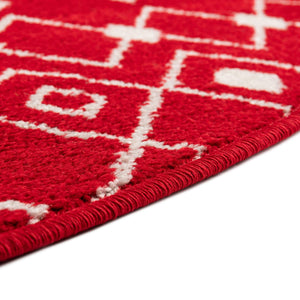 Burgundy Red 7' 10 x 7' 10 Tribal Trellis Round Area Rug Geometric Southwestern Inspired Durable Carpet for Home Interior Design for Sale at Rug Engine