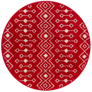 Burgundy Red 3' 3 x 3' 3 Tribal Trellis Round Area Rug Geometric Southwestern Inspired Durable Carpet for Home Interior Design for Sale at Rug Engine