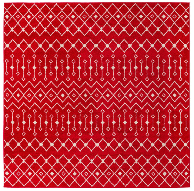 Burgundy Red 10' x 10' Tribal Trellis Square Area Rug Geometric Southwestern Inspired Durable Carpet for Home Interior Design for Sale at Rug Engine