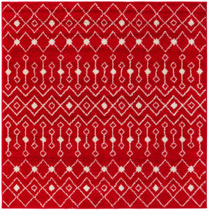 Burgundy Red 6' x 6' Tribal Trellis Square Area Rug Geometric Southwestern Inspired Durable Carpet for Home Interior Design for Sale at Rug Engine