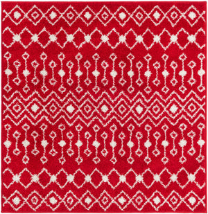 Burgundy Red 4' x 4' Tribal Trellis Square Area Rug Geometric Southwestern Inspired Durable Carpet for Home Interior Design for Sale at Rug Engine