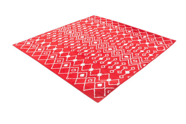 Burgundy Red 5' 3 x 5' 3 Tribal Trellis Square Area Rug Geometric Southwestern Inspired Durable Carpet for Home Interior Design for Sale at Rug Engine
