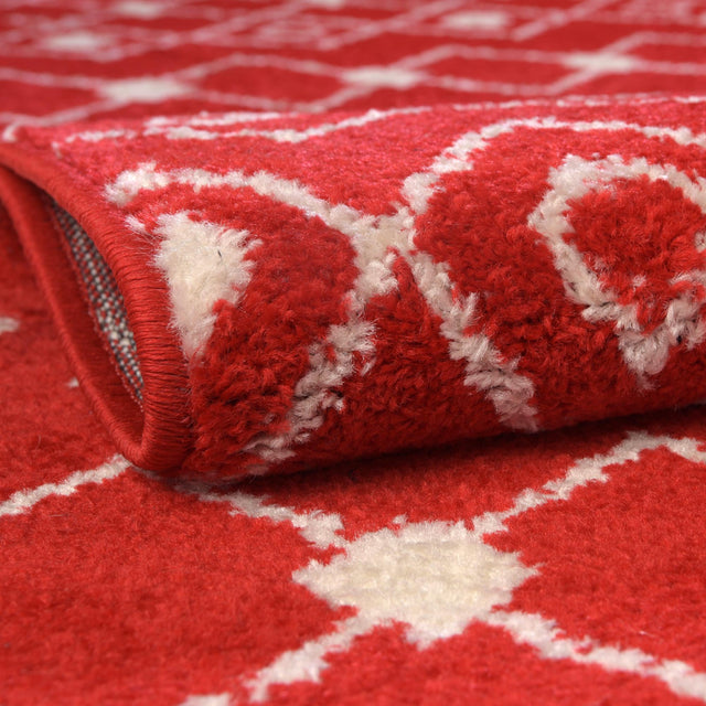 Burgundy Red 7' 10 x 7' 10 Tribal Trellis Square Area Rug Geometric Southwestern Inspired Durable Carpet for Home Interior Design for Sale at Rug Engine
