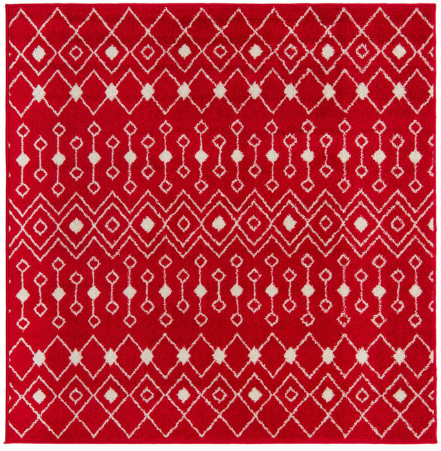 Burgundy Red 5' 3 x 5' 3 Tribal Trellis Square Area Rug Geometric Southwestern Inspired Durable Carpet for Home Interior Design for Sale at Rug Engine