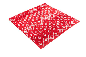 Burgundy Red 3' 3 x 3' 3 Tribal Trellis Square Area Rug Geometric Southwestern Inspired Durable Carpet for Home Interior Design for Sale at Rug Engine