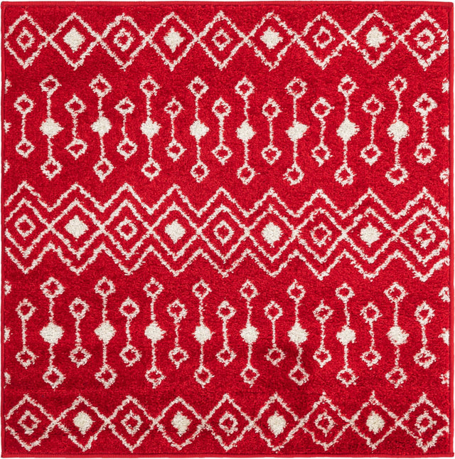 Burgundy Red 3' 3 x 3' 3 Tribal Trellis Square Area Rug Geometric Southwestern Inspired Durable Carpet for Home Interior Design for Sale at Rug Engine