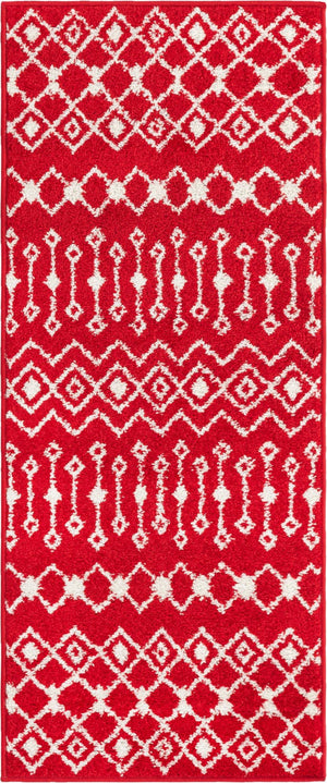Burgundy Red 2' x 5' Tribal Trellis Runner Area Rug Geometric Southwestern Inspired Durable Carpet for Home Interior Design for Sale at Rug Engine