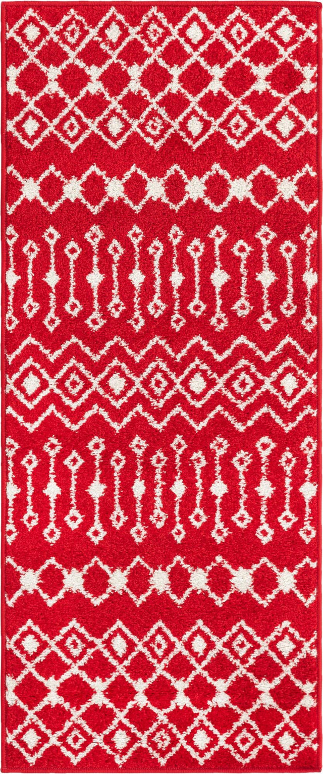 Burgundy Red 2' x 5' Tribal Trellis Runner Area Rug Geometric Southwestern Inspired Durable Carpet for Home Interior Design for Sale at Rug Engine