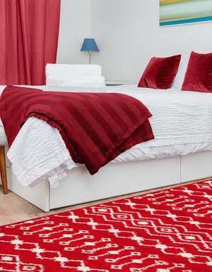 Burgundy Red 2' x 5' Tribal Trellis Runner Area Rug Geometric Southwestern Inspired Durable Carpet for Home Interior Design for Sale at Rug Engine