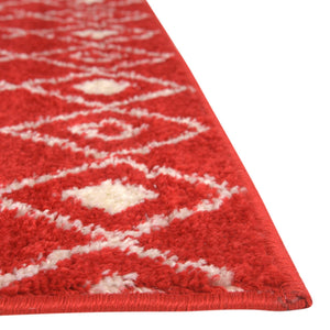Burgundy Red 2' x 5' Tribal Trellis Runner Area Rug Geometric Southwestern Inspired Durable Carpet for Home Interior Design for Sale at Rug Engine