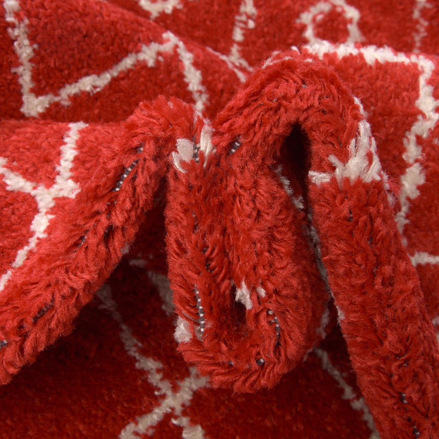 Burgundy Red 2' 7 x 12' Tribal Trellis Runner Area Rug Geometric Southwestern Inspired Durable Carpet for Home Interior Design for Sale at Rug Engine