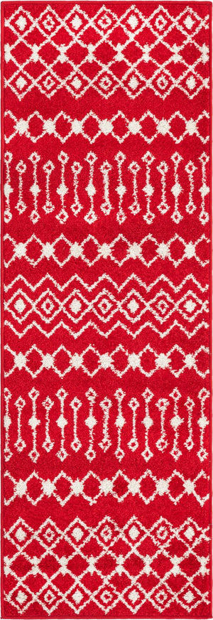 Burgundy Red 2' x 6' Tribal Trellis Runner Area Rug Geometric Southwestern Inspired Durable Carpet for Home Interior Design for Sale at Rug Engine
