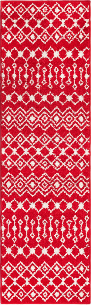 Burgundy Red 2' x 7' Tribal Trellis Runner Area Rug Geometric Southwestern Inspired Durable Carpet for Home Interior Design for Sale at Rug Engine