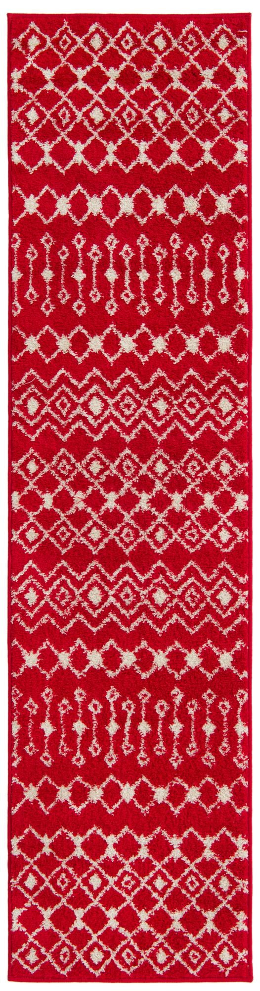 Burgundy Red 2' x 8' Tribal Trellis Runner Area Rug Geometric Southwestern Inspired Durable Carpet for Home Interior Design for Sale at Rug Engine