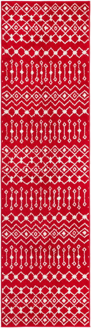 Burgundy Red 2' 7 x 10' Tribal Trellis Runner Area Rug Geometric Southwestern Inspired Durable Carpet for Home Interior Design for Sale at Rug Engine
