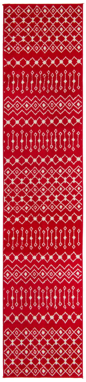 Burgundy Red 2' 7 x 12' Tribal Trellis Runner Area Rug Geometric Southwestern Inspired Durable Carpet for Home Interior Design for Sale at Rug Engine
