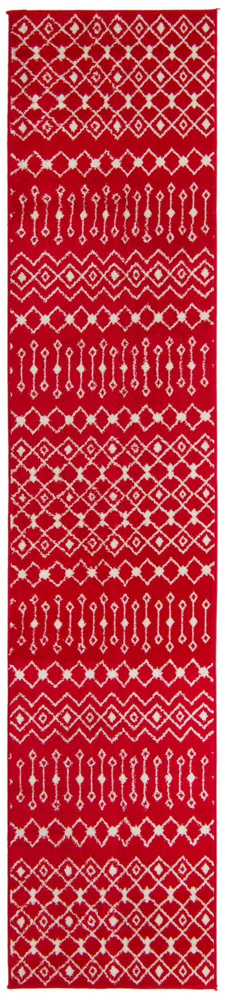 Burgundy Red 2' 7 x 12' Tribal Trellis Runner Area Rug Geometric Southwestern Inspired Durable Carpet for Home Interior Design for Sale at Rug Engine