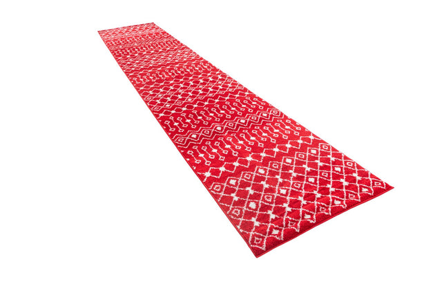 Burgundy Red 3' 3 x 16' 5 Tribal Trellis Runner Area Rug Geometric Southwestern Inspired Durable Carpet for Home Interior Design for Sale at Rug Engine